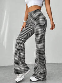 Retro Houndstooth High-Waist Bootcut Trousers Thumbnail 4