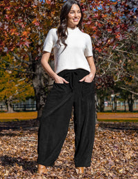 Corduroy Slim Harem Wide-Leg Pants Thumbnail 4