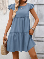 Ruffled Boho Flutter-Sleeve Mini Dress WE4U