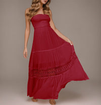 Strapless Lace Ruffle Tiered Maxi Dress Thumbnail 15