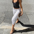 Polka Dot Slim Cropped Pants WE4U