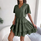 Ruffled Chiffon A-Line Midi Dress WE4U