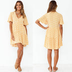 Floral Butterfly Sleeve Pleated Swing Dress WE4U