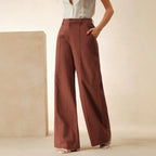 High-Waist Draped Straight Work Pants WE4U