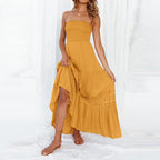 Strapless Lace Ruffle Tiered Maxi Dress WE4U