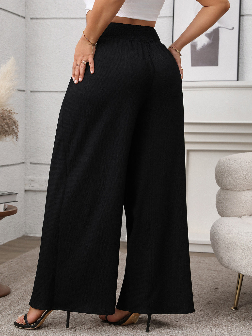 Women Clothing Solid Color Loose Design Wide Leg Pants