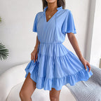 Ruffled Chiffon A-Line Midi Dress WE4U