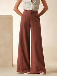 High-Waist Draped Straight Work Pants Thumbnail 4