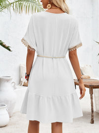 Lace V-Neck Bubble Tie Mini Dress Thumbnail 5