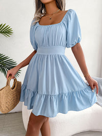 Square-Neck Backless Tiered Swing Dress Thumbnail 6