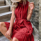 Lace-Up Waist Slim Beach Dress WE4U