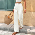 White Patchwork Lace Cutout Wide-Leg Pants WE4U