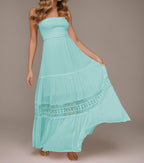 Strapless Lace Ruffle Tiered Maxi Dress WE4U