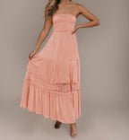 Strapless Lace Ruffle Tiered Maxi Dress WE4U