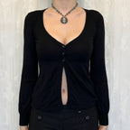 Single-Breasted Long Sleeve Knit Top WE4U