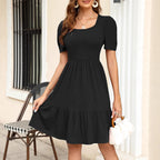 Square-Neck Ruched Midi Dress WE4U