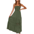 Strapless Lace Ruffle Tiered Maxi Dress WE4U