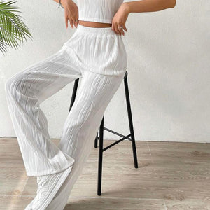 Fall Women's Clothing Office Striped Straight Women Casual Pants High Waist Slimming Women Pants