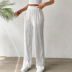 Striped High-Waist Straight Office Pants WE4U
