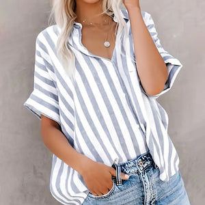 Striped Button Short-Sleeve Shirt