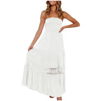 Strapless Lace Ruffle Tiered Maxi Dress WE4U