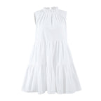 White Bow-Tie Loose A-Line Mini Dress