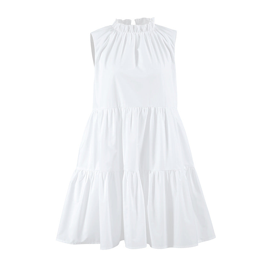 White Bow-Tie Loose A-Line Mini Dress