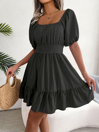 Square-Neck Backless Tiered Swing Dress Thumbnail 5