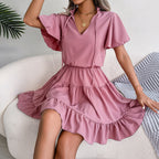 Ruffled Chiffon A-Line Midi Dress WE4U