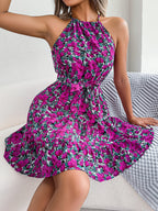 Floral Chiffon Belted Swing Dress WE4U