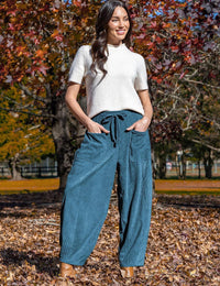 Corduroy Slim Harem Wide-Leg Pants Thumbnail 6