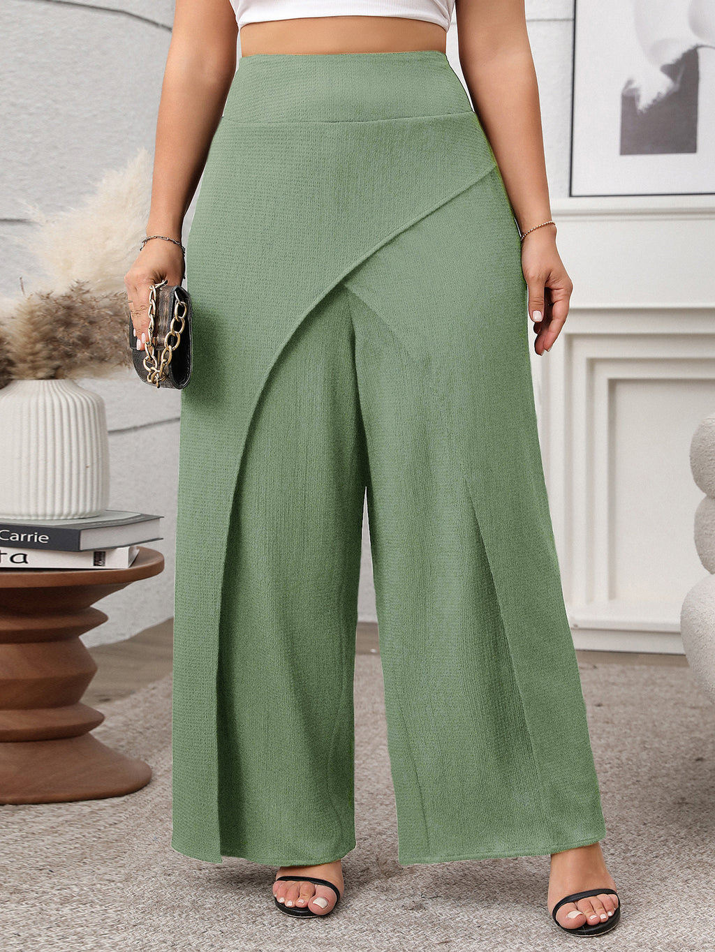 Women Clothing Solid Color Loose Design Wide Leg Pants