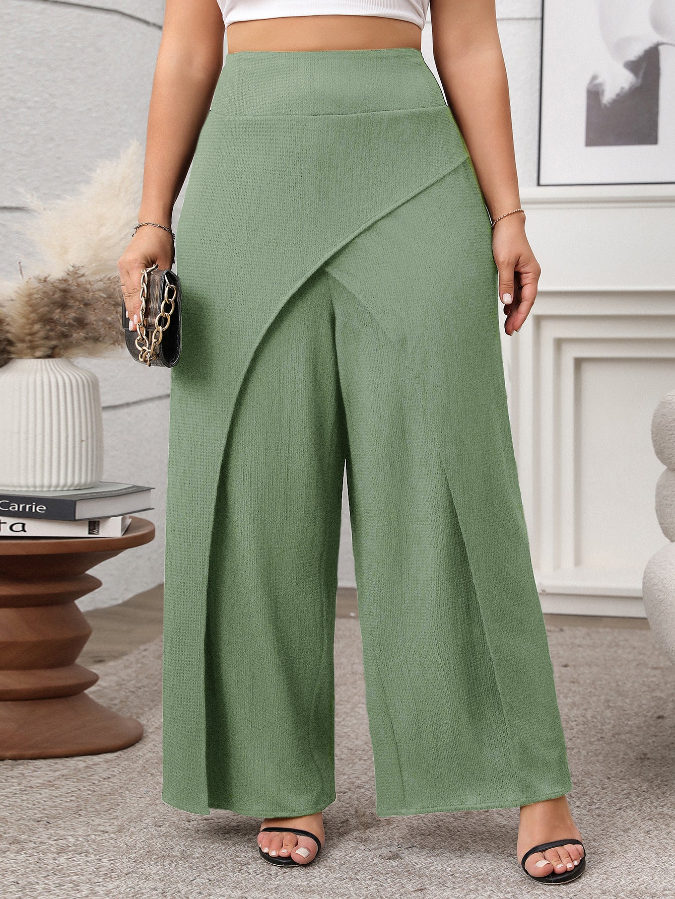 Women Clothing Solid Color Loose Design Wide Leg Pants