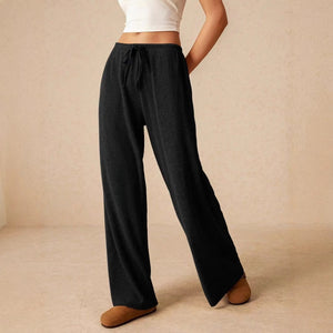 Women Clothing Casual Loose Fall Winter Elegant Wide Leg Pants Trousers Elastic Waist Women