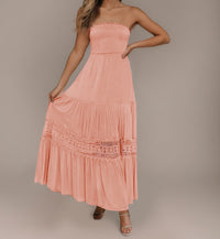 Strapless Lace Ruffle Tiered Maxi Dress Thumbnail 17