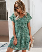 Floral Chiffon Butterfly-Sleeve Midi Dress WE4U
