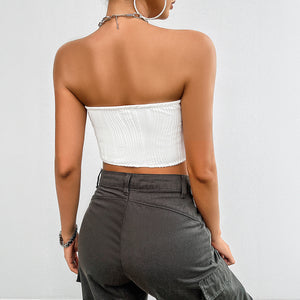 Zipper Strapless Tube Top