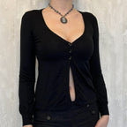 Single-Breasted Long Sleeve Knit Top WE4U