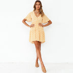 Floral Butterfly Sleeve Pleated Swing Dress WE4U