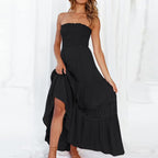 Strapless Lace Ruffle Tiered Maxi Dress WE4U