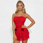 Polka Dot Strapless Ruffle Dress WE4U