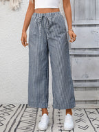 Striped High-Waist Cropped Pants WE4U