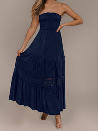 Strapless Lace Ruffle Tiered Maxi Dress Thumbnail 12