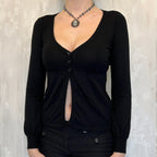 Single-Breasted Long Sleeve Knit Top WE4U