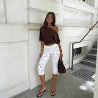 Polka Dot Slim Cropped Pants Thumbnail 3