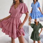 Ruffled Chiffon A-Line Midi Dress WE4U