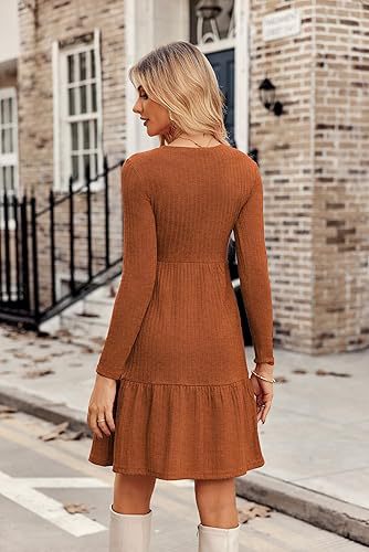 Pocket Crew-Neck Long Sleeve Midi Dress WE4U
