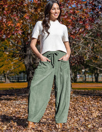Corduroy Slim Harem Wide-Leg Pants Thumbnail 8