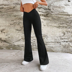 Casual Sports Pants Women Summer V Shaped Waist Slimming Bootcut Pants Trousers