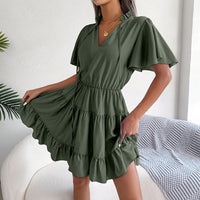 Ruffled Chiffon A-Line Midi Dress Thumbnail 7